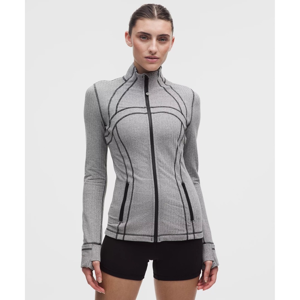 Lululemon Define Jacket Herringbone Grey Black Full Zip Yoga Activewear Size 10